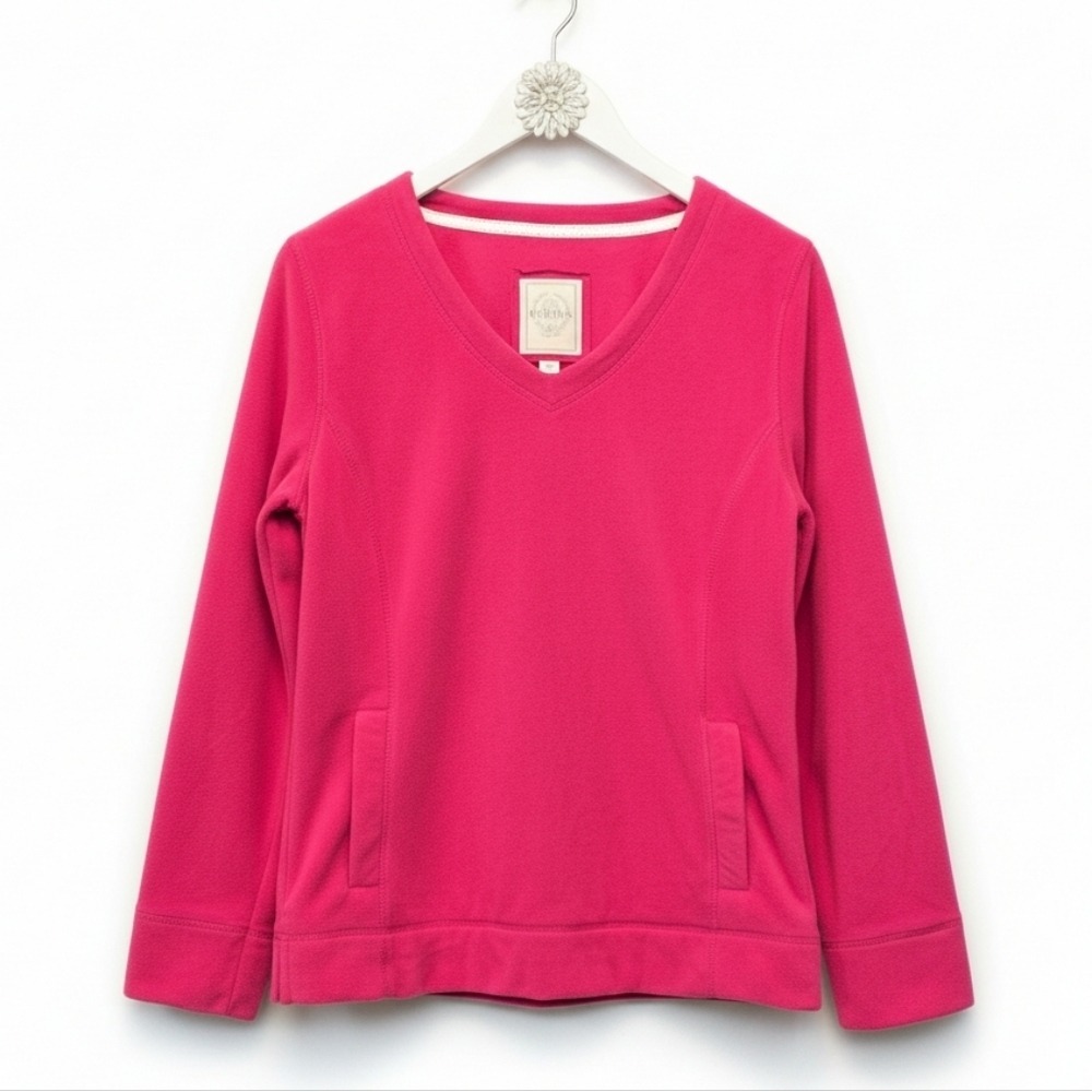 Merona Pink V-Neck Women's Fleece Sweatshirt Size Medium